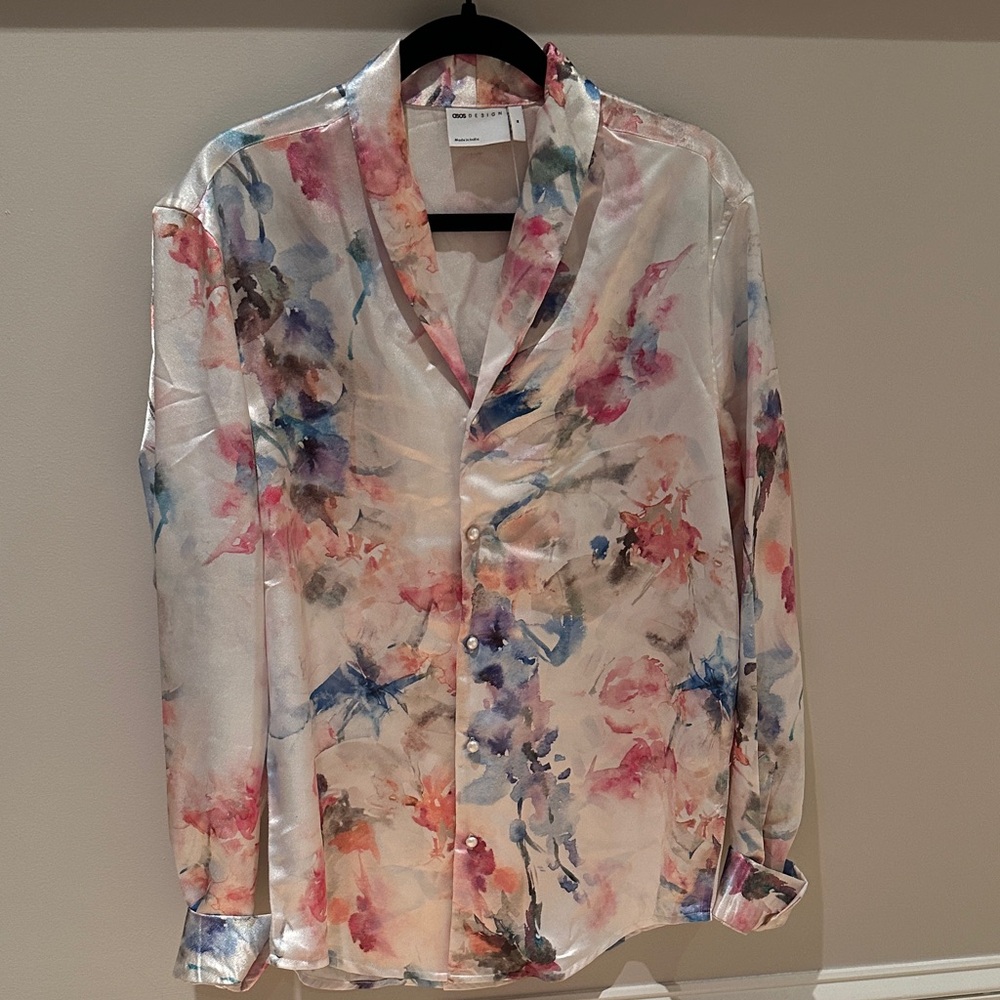 Floral Satin Men's Shirt